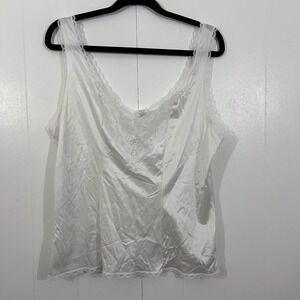 Vintage Sears White Lace Trim Camisole Top Antron III Nylon Size 38 Made in USA